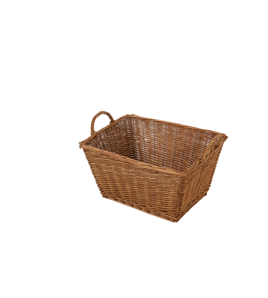 CESTA PORTALEGNA RETTANGOLARE "COTTAGE" SENZA FODERA IN SALICE CON MANICI, 59X47X32 CM